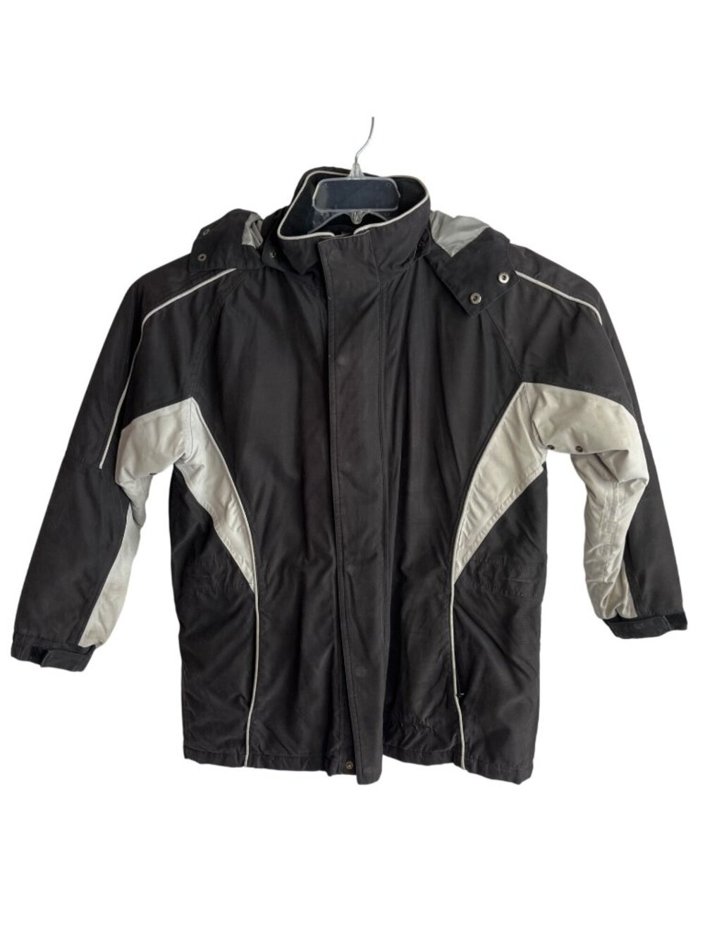 World Beater XS Black & Gray Polyester Winter Jacket With Hood 57h